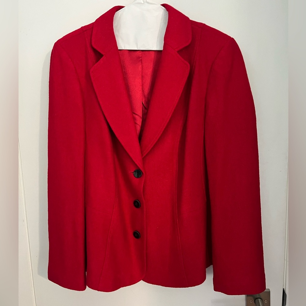 Laura Plus 16 Classic Women's Red Wool Blend Blazer  Jacket
